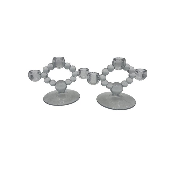 Vintage Pair of Rare Imperial Candlewick Candelabras Art Deco 6”x8” - Picture 2 of 4